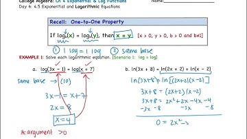 Ch 4 Day 6: Logarithmic Equations