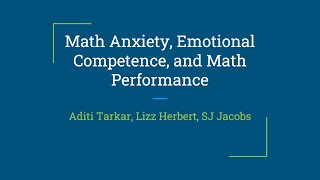Math Anxiety, Emotional Competence, and Math Performance
