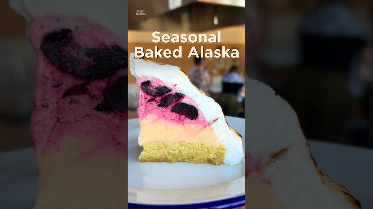 Late Summer Baked Alaska with Plum, Peach & Cherry