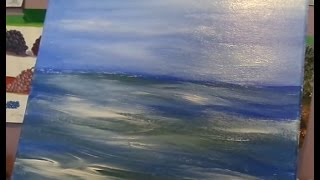 acrylic painting sky beginners simple ocean paintings waves clouds canvas easy paint beginner lessons