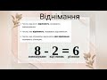 Компоненти дії додавання, дії віднімання. Як знайти невідомий доданок, зменшуване, від&#39;ємний.