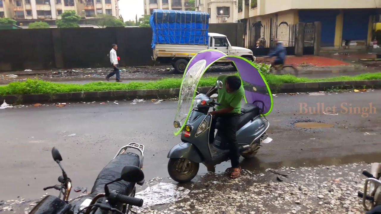 How to install scooter rain cover - umbrella at - bullet singh boisar - YouTube