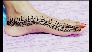 My Mehndi - Simple diwali Mehendi Mehandi henna design on Feet part 1- Mehndi Lace design on leg