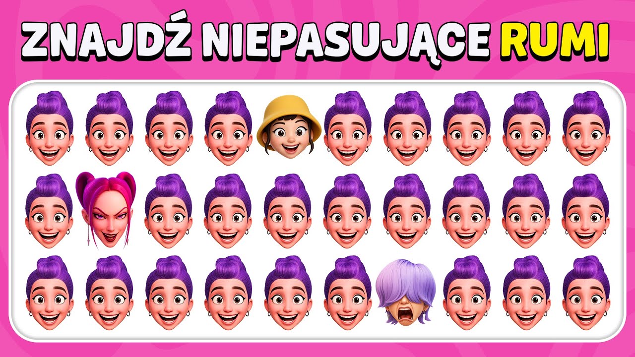 Znajdź Niepasujące Emoji - Edycja Kpop Demon Hunters! Rumi, Jinu, Joey, Baby Saja | Quiz Królik