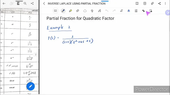Part 6 Inverse Laplace - Partial Fraction with Quadratic Factor Example 2