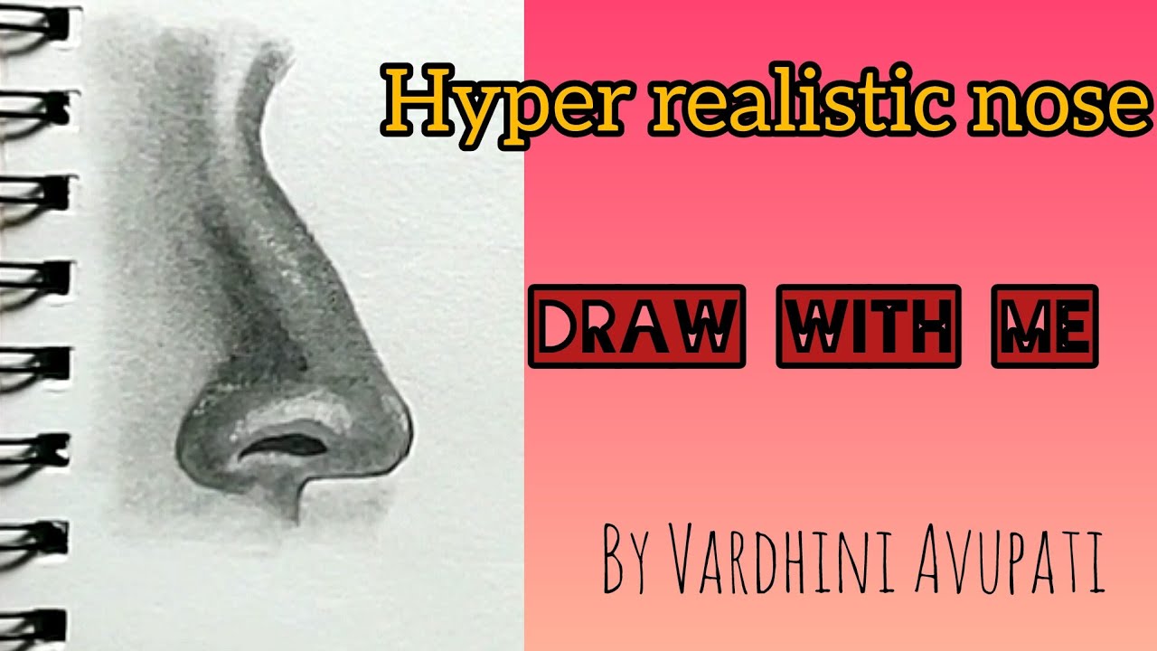 How to draw hyper realistic nose. Draw with me. Side nose. Easy way of drawing nose.
