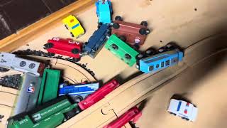 Extreme wooden train crash theatre