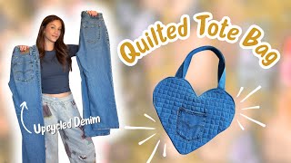 Don't Toss Old Jeans! Make this Quilted Bag instead 💕 (EASY Denim Upcycle)