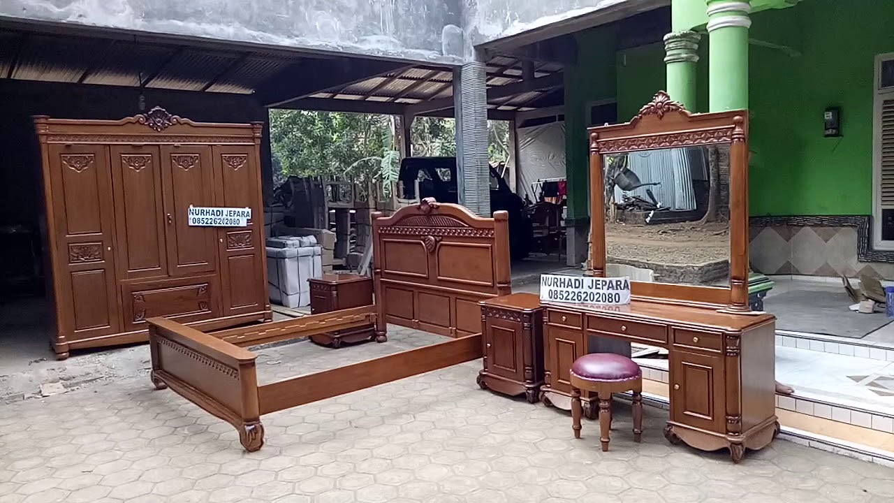 Set kamar jati  jepara  Almari lemari meja  rias YouTube