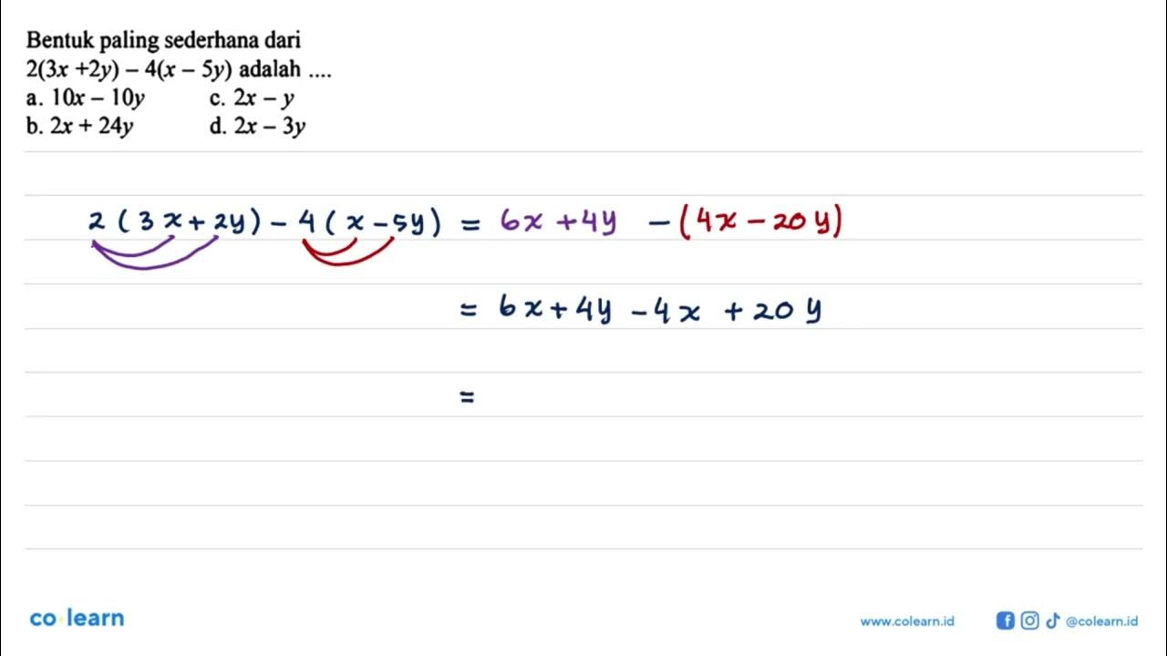 bentuk-paling-sederhana-dari-2-3x-2y-4-x-5y-adalah-youtube