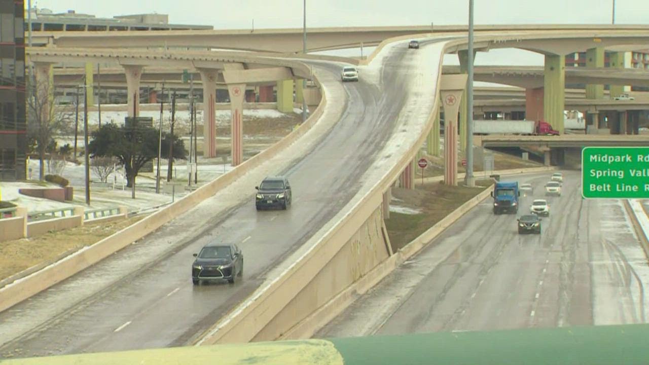 DFW winter storm: High Five a trouble spot on icy Dallas roads - YouTube