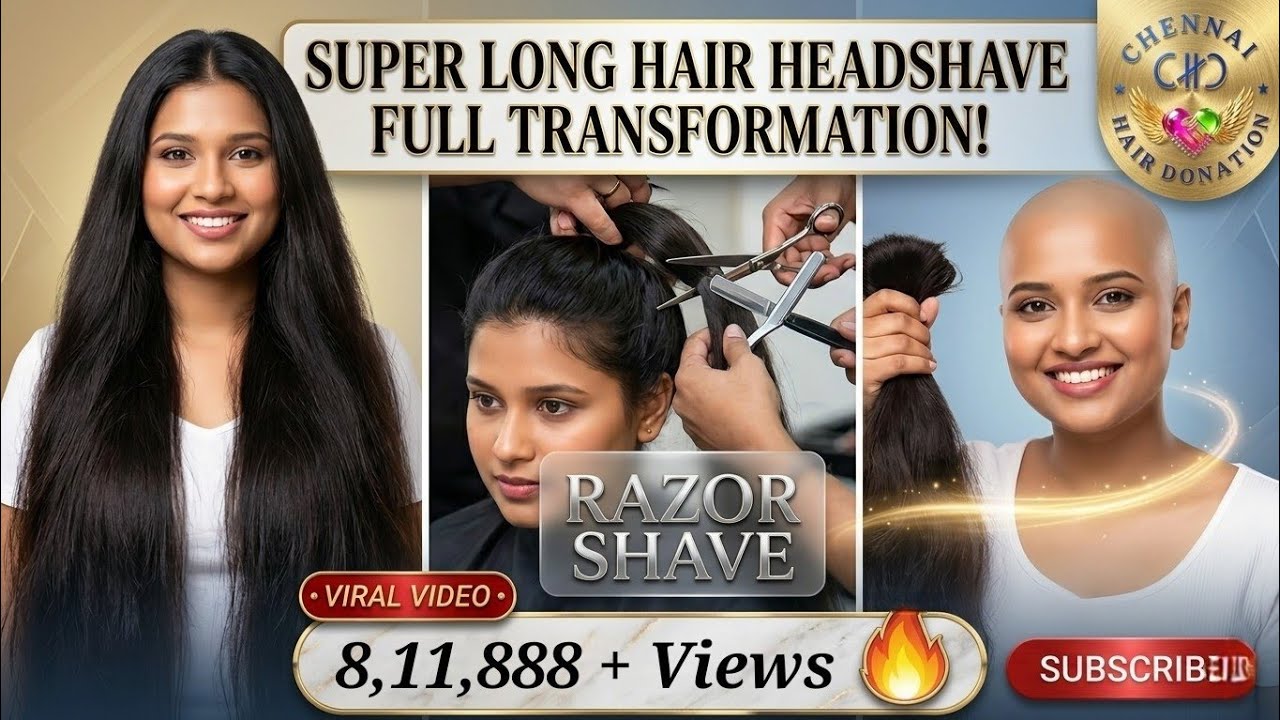 Indian Women Headshave | Full Video | Super Long Hair Shave | @chennaihairdonation