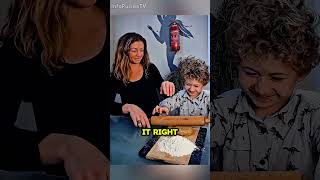 The Boy Learning To Roll Dough With His Mother 