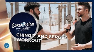 Chingiz 🇦🇿 and Sergey Lazarev 🇷🇺get pumped for the Grand Final Chingiz 🇦🇿 and Sergey Lazarev 🇷🇺get pumped for the Grand Final