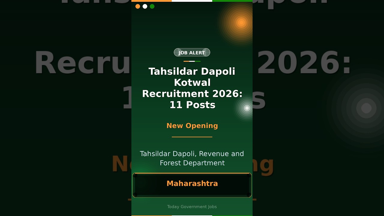 Tahsildar Dapoli Kotwal Recruitment 2026: 11 Posts