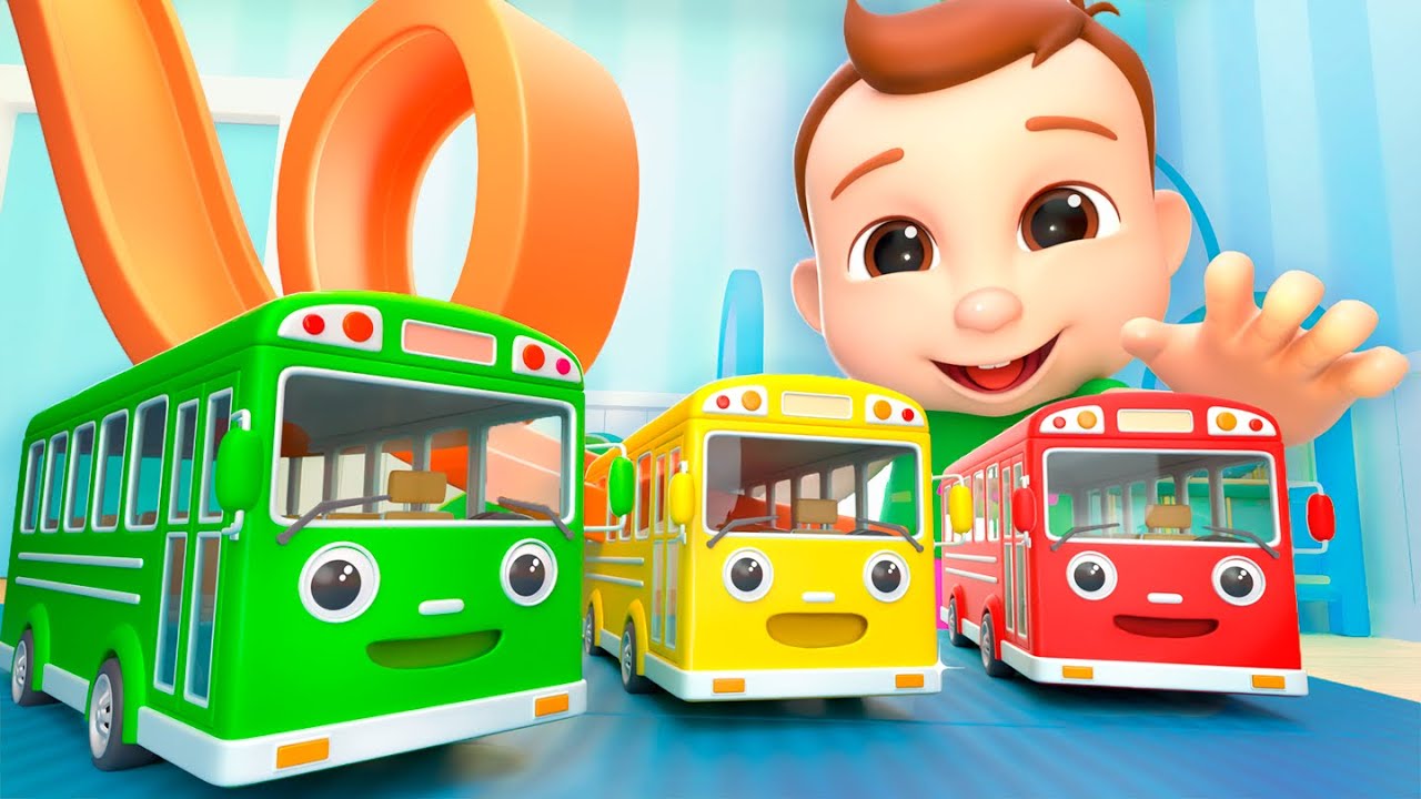 Ten Little Happy Buses | Counting Songs for Kids | Nursery Rhymes & Kids Songs