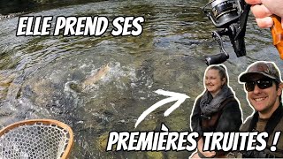 Elle PECHE ses PREMIERES TRUITES aux leurres... et c'est GROS ! Tutoriel pour débuter en rivière.