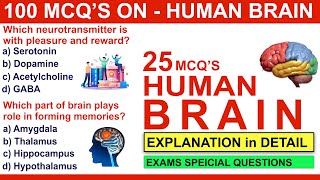 25 mcqs on Human Brain for NEET 2023 | Human Brain Facts and Answers | Brain Trivia Quiz anatomy