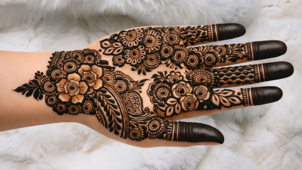 Trendy Front Hand Mehendi Design | Heavy Modern Floral Pattern