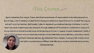 REFLECTION ON LEARNING