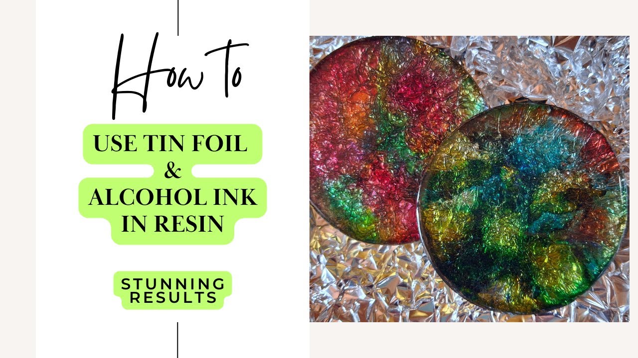 Using Tin Foil and Alcohol Inks in Resin Coaster #Resin #resinart - YouTube