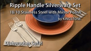 KINGSTONE 4 Place Set Hammered Ripple Handle Silverware