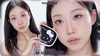 🩷어른 키티룩🖤웨이크메이크 헬로키티 블랙 에디션 리뷰 + 메이크업 (감다살 콜라보야🥹)  | 민스코 Minsco