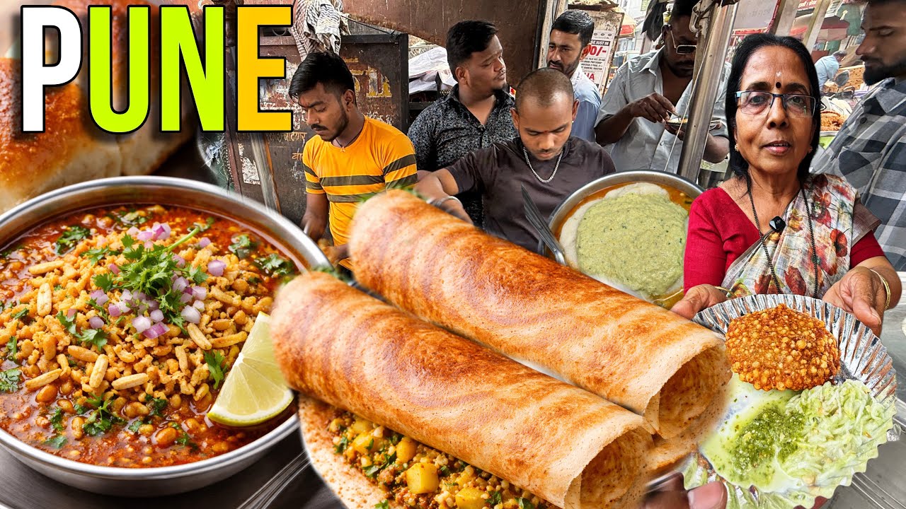 PUNE's BEST Street Food | Pune Food Tour | Misal Pav, Murgan IDLI Centre, Sabudana Vada, VEG Thali