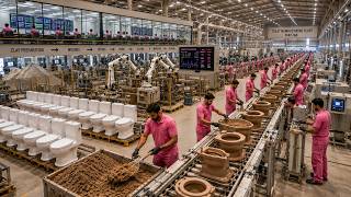 premium materials luxury manufacturing inside a sanitaryware mega factory 4k