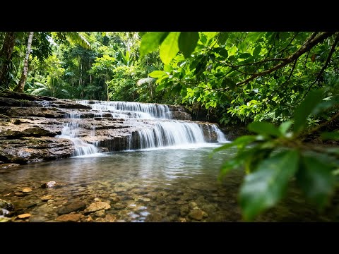 Soothing Forest Waterfall with Calm Piano | Stress Relief Ambience