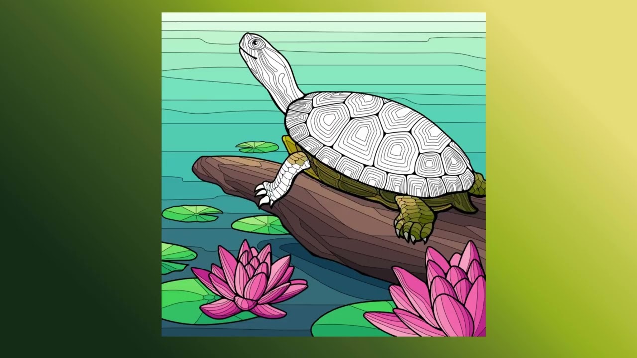 Relax and Watch Me Color (Turtle on Log) | Zen Coloring Therapy