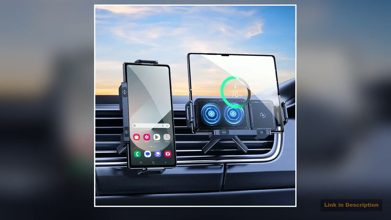 Hipacool Wireless Charger 15W Fold Screen Phone Stand Fast Charging Car Air Vent Phone Holder for