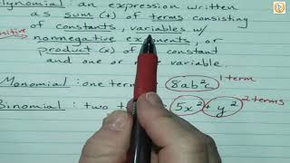 Alg. 1: 9.1 Classifying and Evaluating Polynomials (part 1)