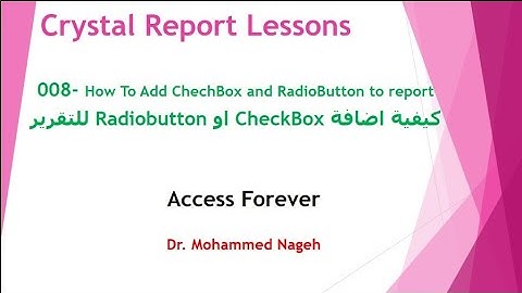 Crystal report | How to Add CheckBox or RadioButton to Crystal report |