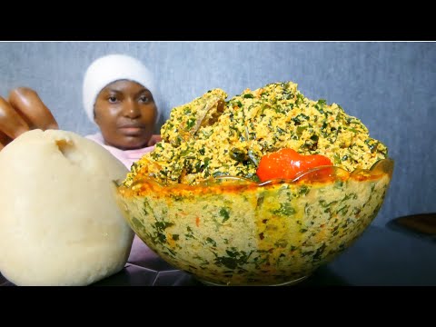 Asmr Mukbang Delicious Egusi Soup With Fufu