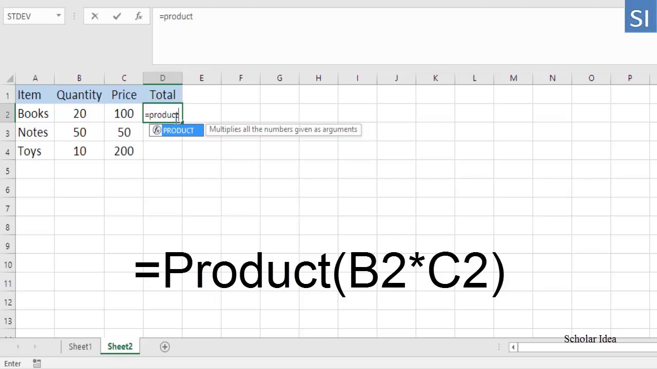 how-to-multiply-two-columns-in-excel-with-product-function-youtube