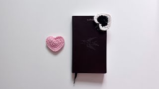 [Crochet with me🤍] 코바늘 하트 책갈피 뜨기 Crochet Heart Bookmark Tutorial