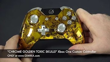 "Chrome Golden Toxic Skulls" Xbox ONE Custom Controller by Gimika.com