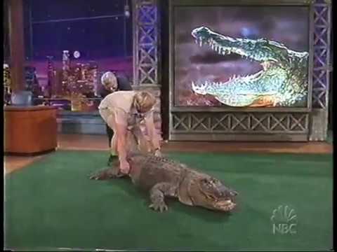 Jay Leno almost bitten by Alligator - Steve Irwin 2002