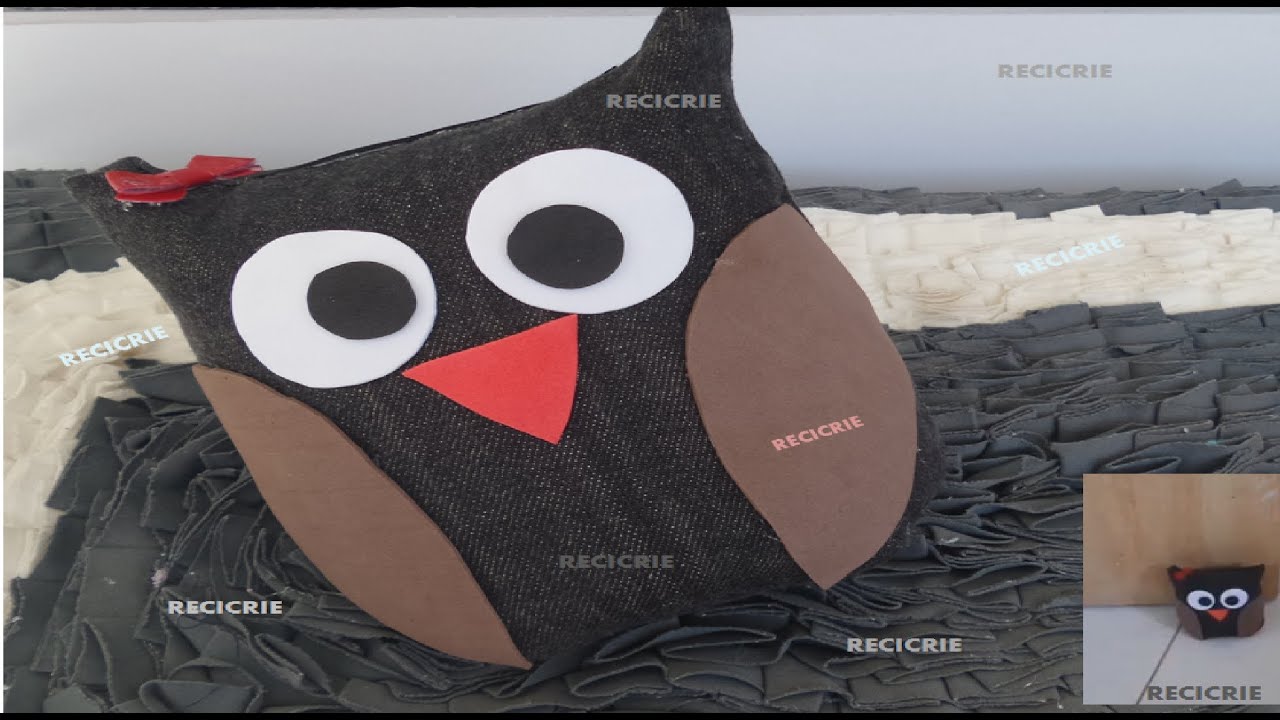 PESO PARA PORTA COM JEANS / CORUJINHA /DIY