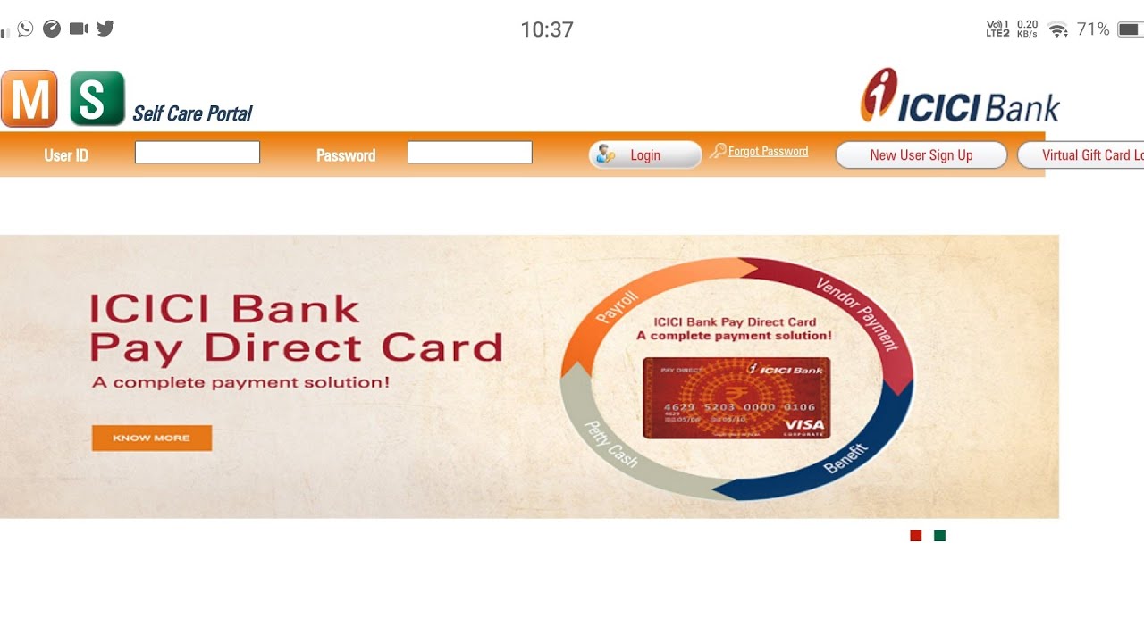 icici bank travel card portal