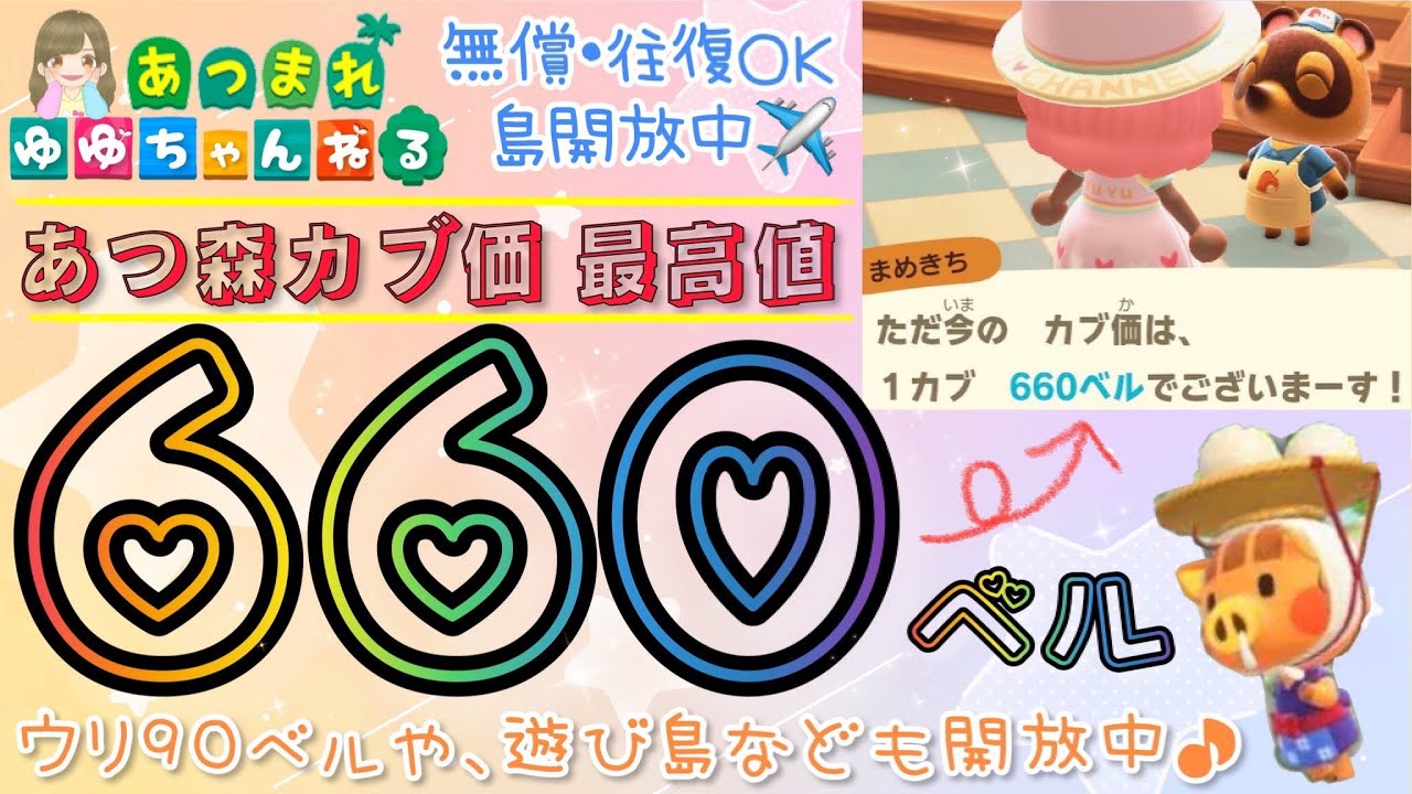 あつ森】カブ価 最高値660ベル (レア!!) 他多数、ウリ90ベル、新 