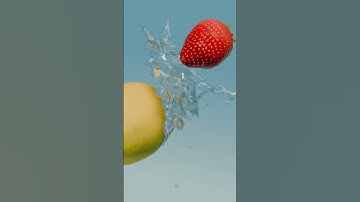 Lemon Strawberry Fluid Collision | Blender 3D #b3d #blender #fluidsimulation