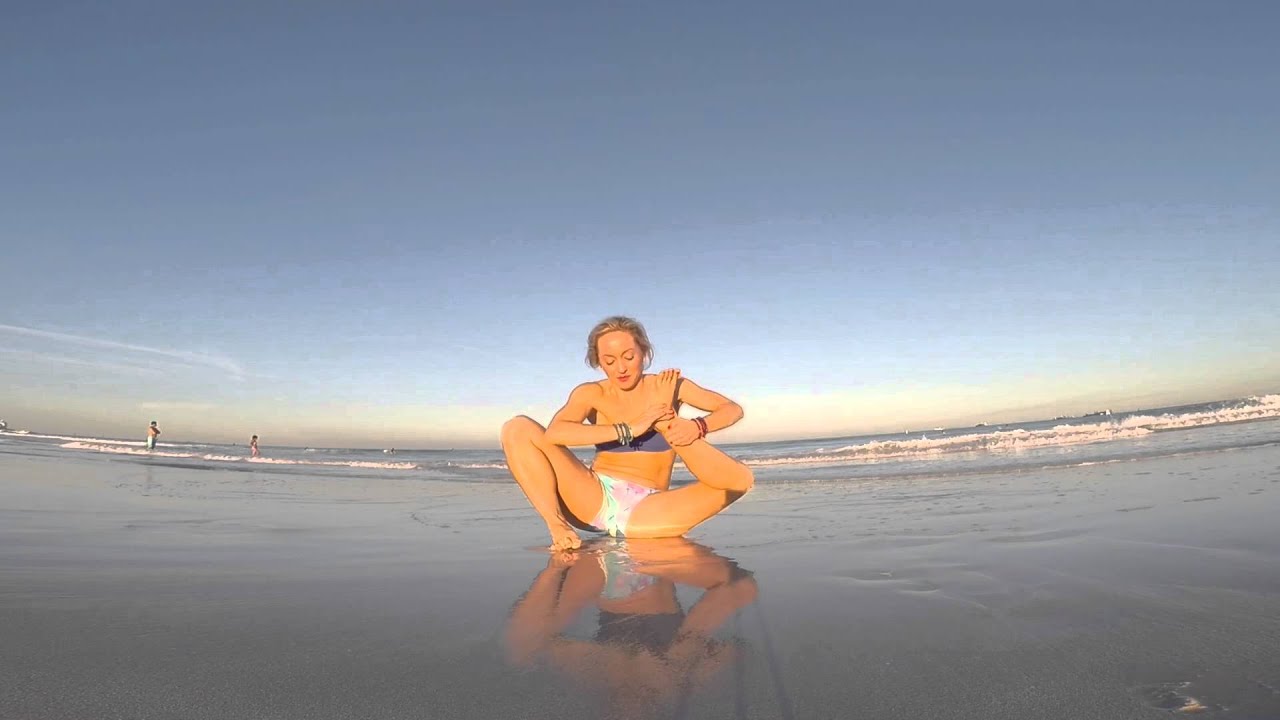 handstand atcoder Beach Yoga Durvasasana with Kino