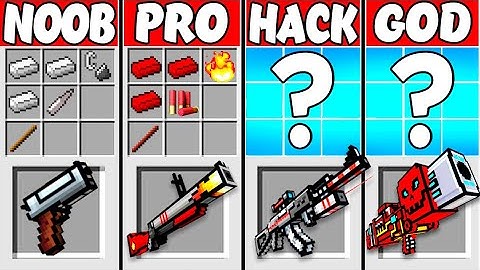 Minecraft Battle: SUPER GUN CRAFTING CHALLENGE - NOOB VS PRO VS HACKER VS GOD (Animation)