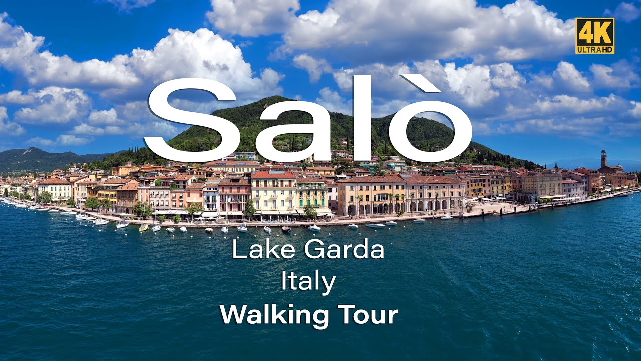 Salò, Italy Walking Tour 4K with Subtitles: City Center, Sunset & Drone