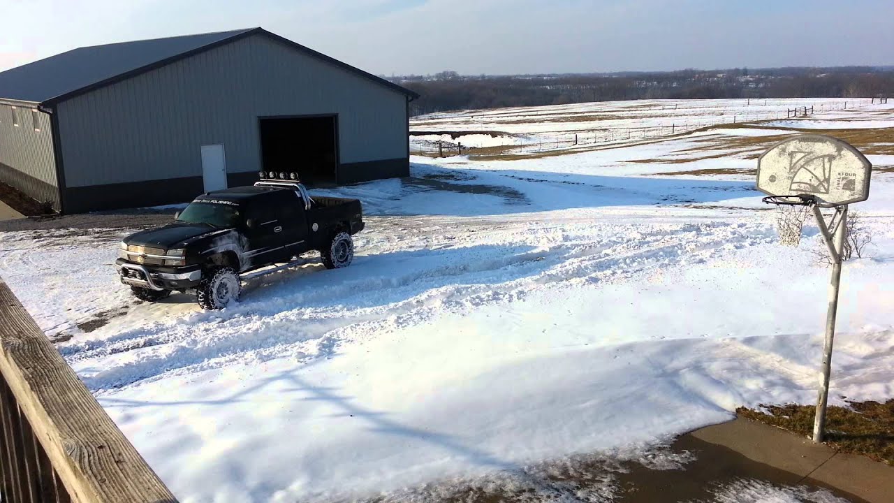 Chevy Silverado 4x4 in snow drift - YouTube