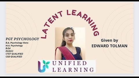 Latent Learning ll Edward Tolman ll