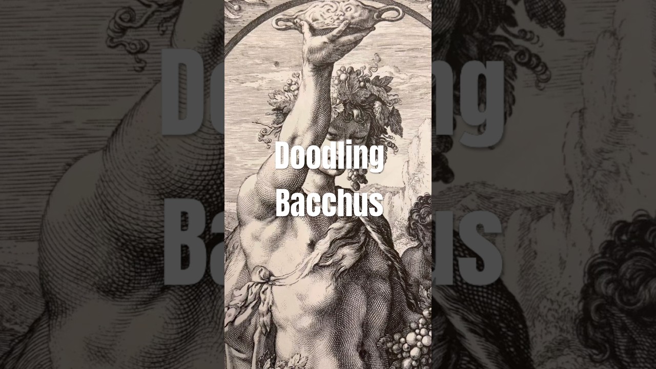 Relaxing in my art studio, drawing Bacchus the god of wine. 