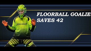 Floorball goalie saves 42